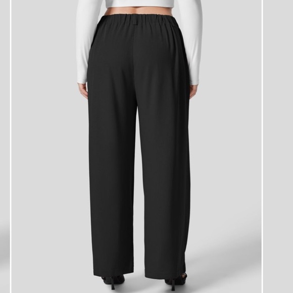 High Waisted Plicated Side Pocket Wide Leg Waffle Work Plus Size Pants 1x - Picture 4 of 4